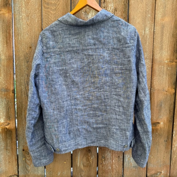 JNY Women's Blue Linen Button Up Jacket Top Size Large - Picture 9 of 12